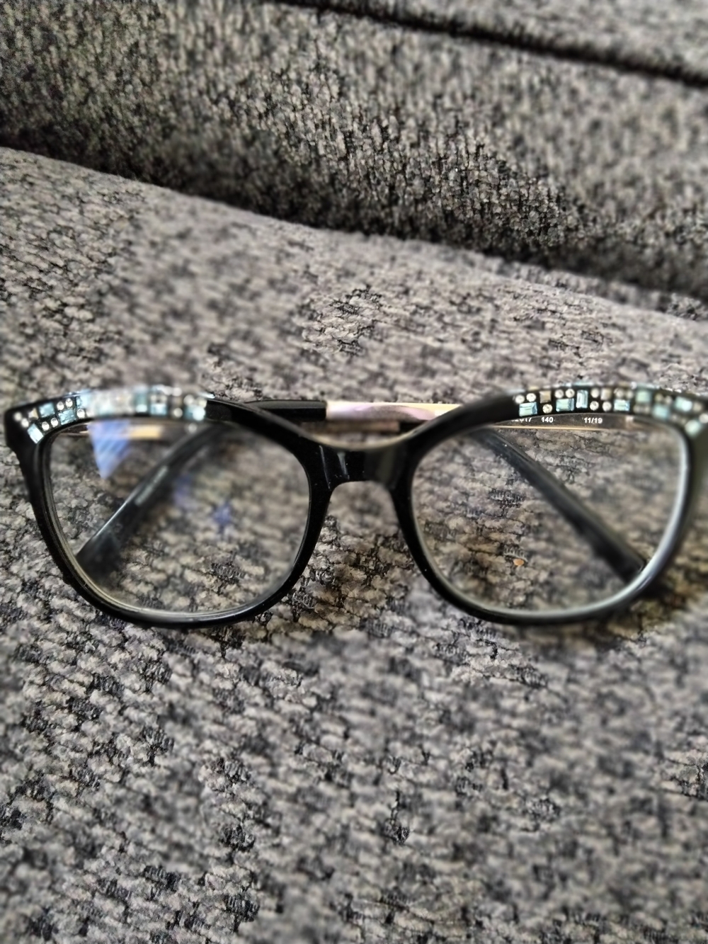 BeBe Women's Black Rhinestone Cat-Eye Glasses
